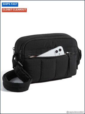Puffy Quilted RFID Crossbody Bag with Adjustable Strap - Mini Travel Purse